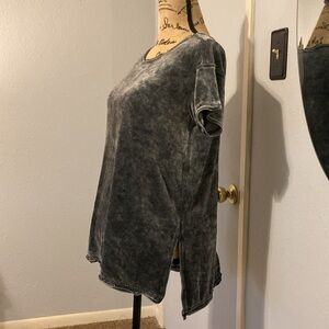 Green Tea Charcoal Gray Crushed Velvet Top